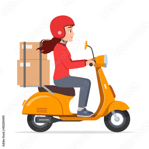 man ride scooter to deliver package