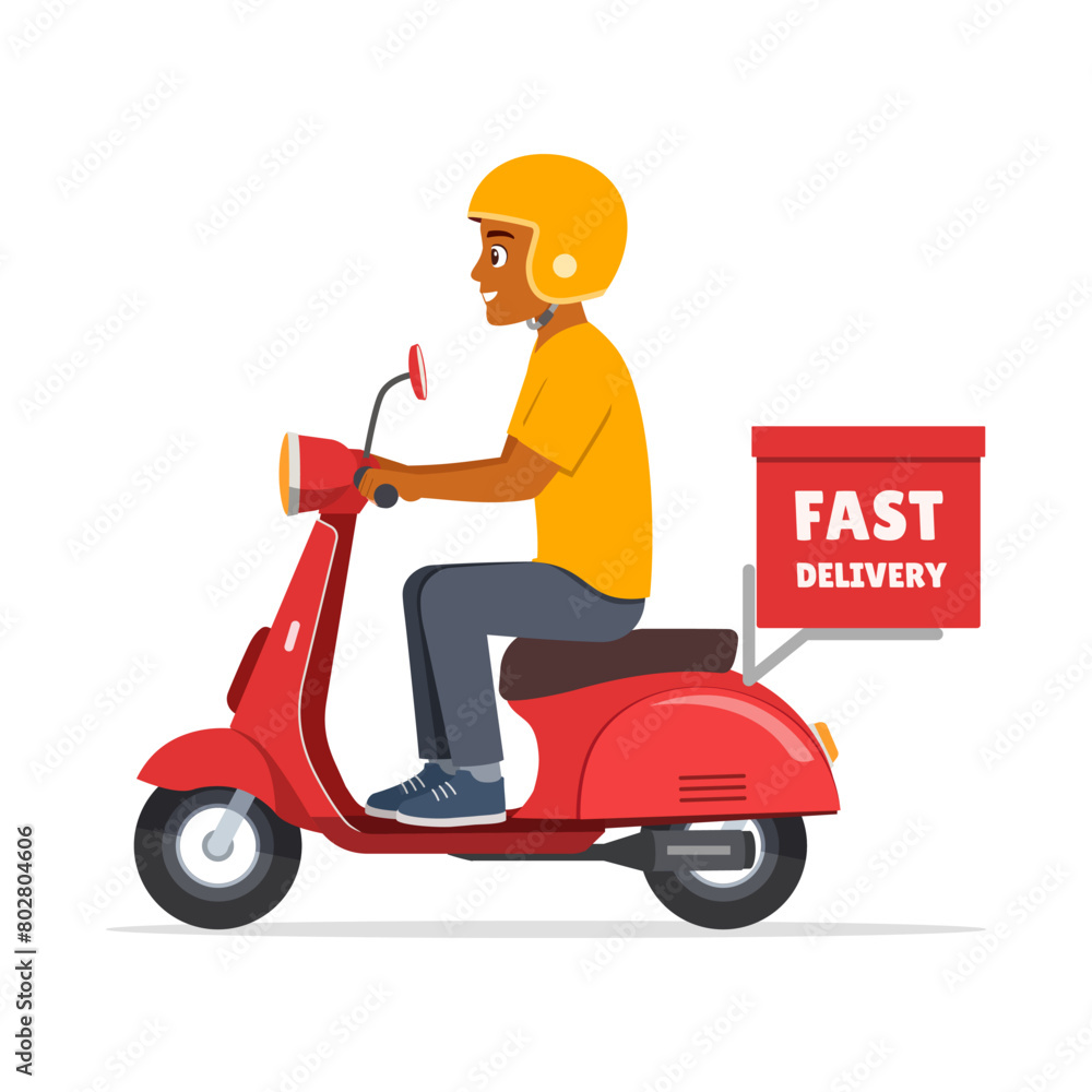 man ride scooter to deliver package man ride scooter to deliver package