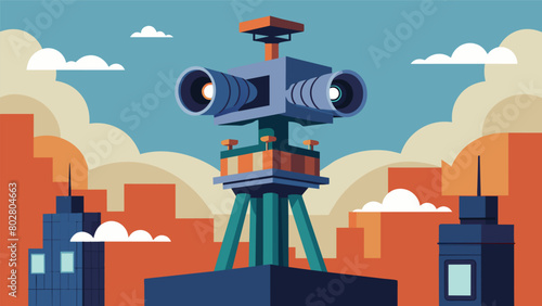 From the towers peak cameras with wide lenses scan the streets capturing and amplifying any signs of dissent or rebellion..