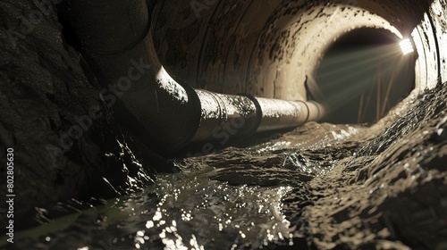 Underground infrastructure being laid, detailed textures, midday light, close-up, action-oriented  photo