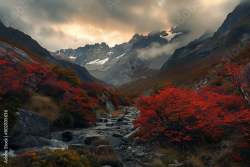 Autumn Mountainscape with Fiery Foliage 