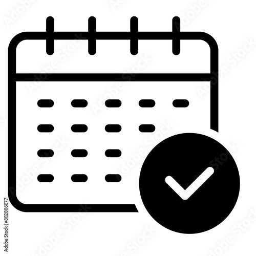 calendar checkmark icon, vector event symbol, day or month icon