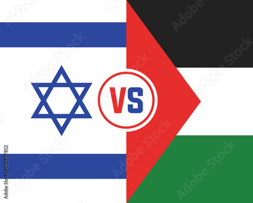 Palestine vs Israel flags vector