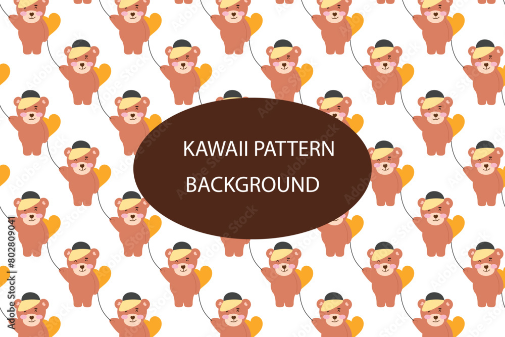 Kawaii animal pattern background design. baby bear summer pattern background. for newborn apparel, textiles and wallpaper Vector illustration Kawaii animal pattern background design. baby bear summer pattern background. for newborn apparel, textiles and wallpaper Vector illustration