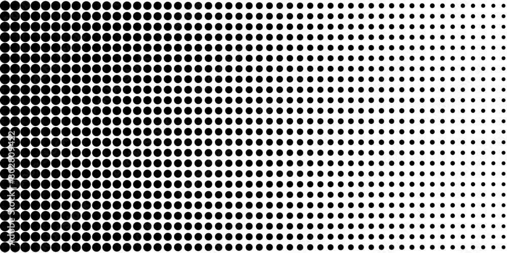 Basic halftone dots effect in black and white color. Halftone effect. Dot halftone. Black white halftone.Background with monochrome dotted texture. Polka dot pattern template. Background abstract