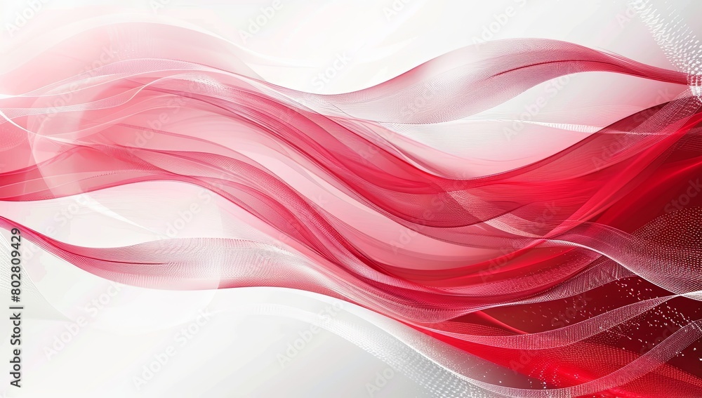 Fototapeta premium 3D abstract white and red delicate wavy background