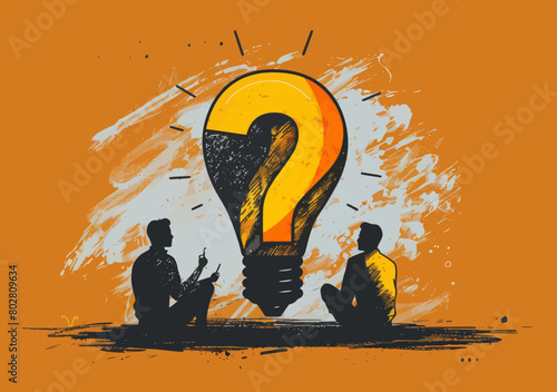 Brain Power for Problem-Solving: Confident Businessman with Lightbulb & Question Mark - Solution-Focused Thinking, Smart Ideas, Creative Concepts