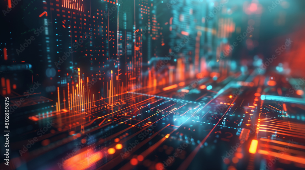 Abstract perspective financial technology sci-fi background Abstract perspective financial technology sci-fi background