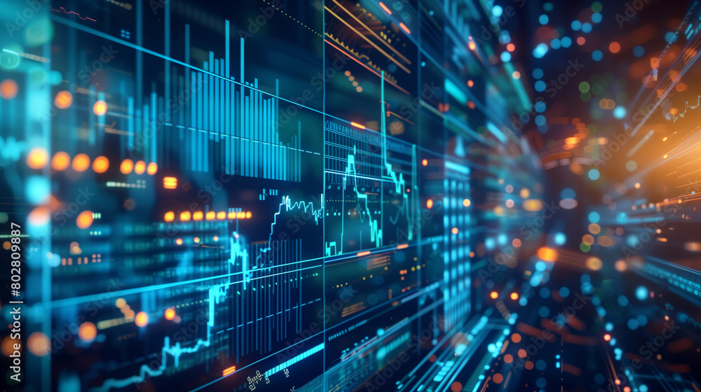 Abstract perspective financial technology sci-fi background Abstract perspective financial technology sci-fi background
