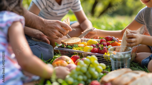 Parents packing a picnic lunch for a family outing  with sandwiches  fruit  and snacks to enjoy in the great outdoors. Compassion and care  responsibility  respect  teamwork