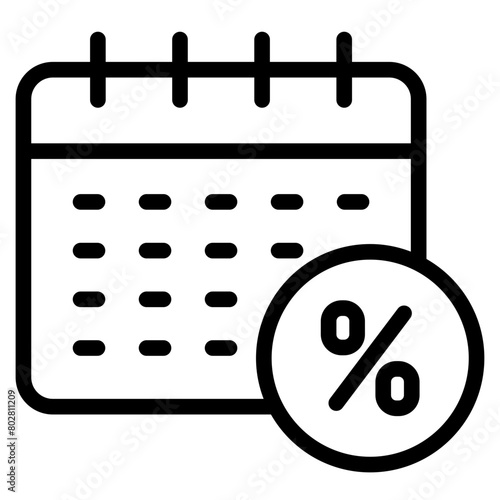 Calendar with percent icon. Discount calendar. Vector illustration
