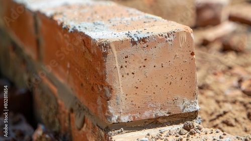 Close-up of laying brick for a home's exterior, precise mortar application, sharp focus 