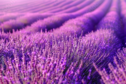 Explore the peaceful serenity of a lavender field in the early morning light, where rows of fragrant purple blooms sway gently in the breeze, Generative AI 