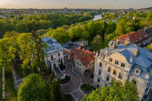 Aerial spring view of Vileišis Palace, Antakalnis district, Vilnius, Lithuania