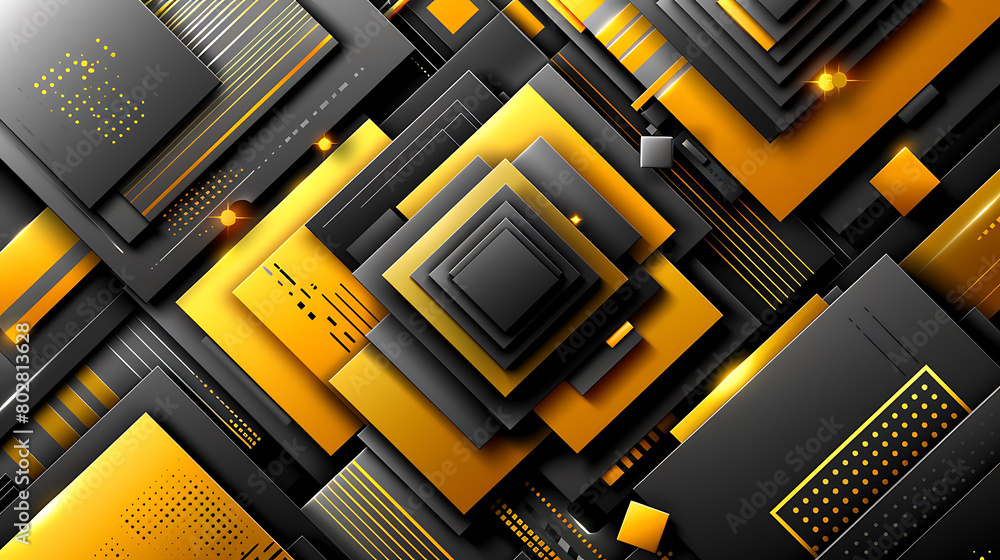 Abstract background modern hipster futuristic graphic. Yellow Vector background with black stripes.
