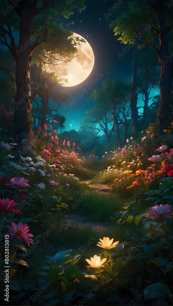 night landscape with moon night landscape with moon
