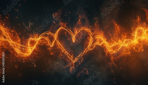 Vibrant heart pulse symbolizing vitality and life force, pulsating rhythm in digital art photo