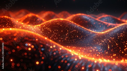 abstract wave background with glow particle of dots and lines