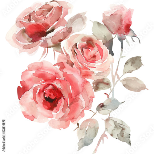 watercolor vintage rose flower arrangement (ID: 802814895)