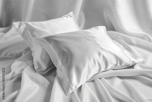 Simple white bed with two pillows, suitable for home decor