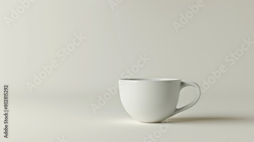 White cup studio shot on white background Coffee or tea mugs, 3D models of tableware.