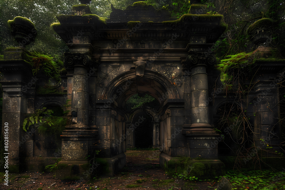 Standing tall and weathered by time, an ancient gate marks the threshold between the past and the present