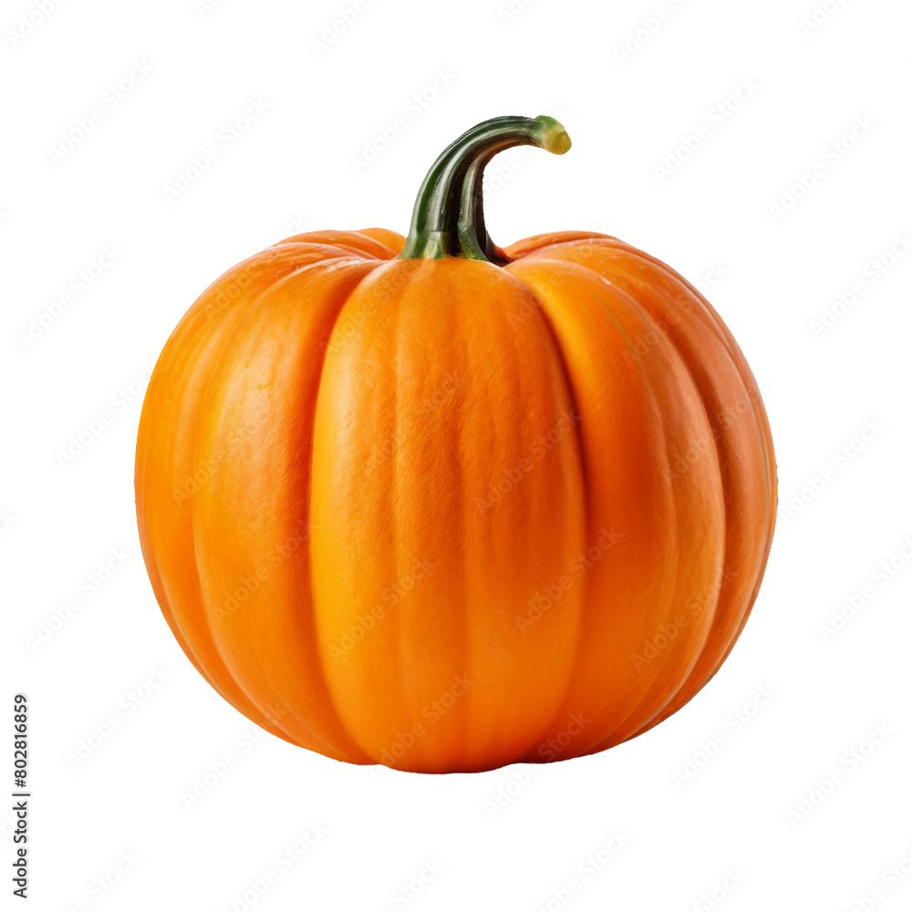 Fototapeta premium One big orange pumpkin in closeup isolated on PNG background. Generative AI.
