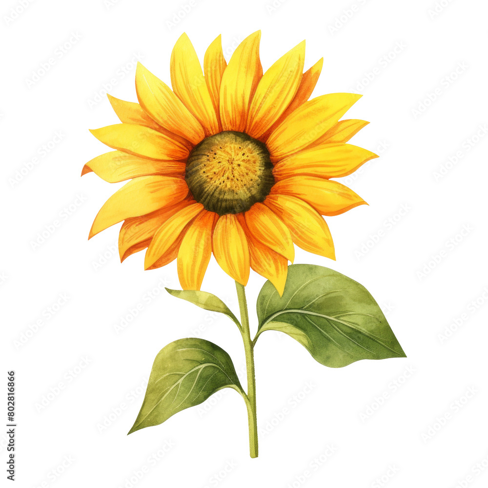 Fototapeta premium Sunflower Isolated Detailed Watercolor Hand Drawn Painting Illustration