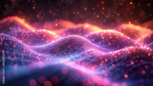 abstract wave background with glow particle of dots and lines