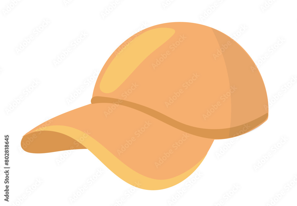 Summer baseball cap in flat design. Casual sport head accessory model. Vector illustration isolated. Summer baseball cap in flat design. Casual sport head accessory model. Vector illustration isolated.