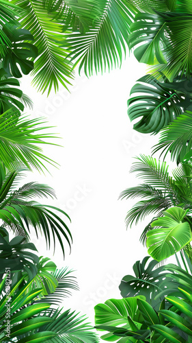 A lush green jungle with palm trees and leaves © Dmitriy