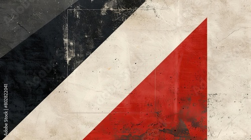 a red and black triangle on a isolated background