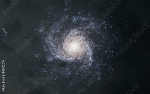 3D illustration of realistic galaxy in deep space. High quality digital space art in 5K - realistic visualization (ID: 802822091)