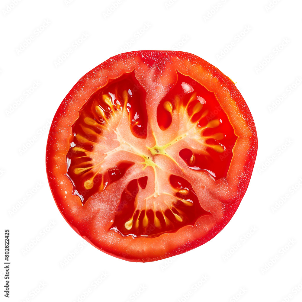 isolated slice of tomato, top view isolated slice of tomato, top view