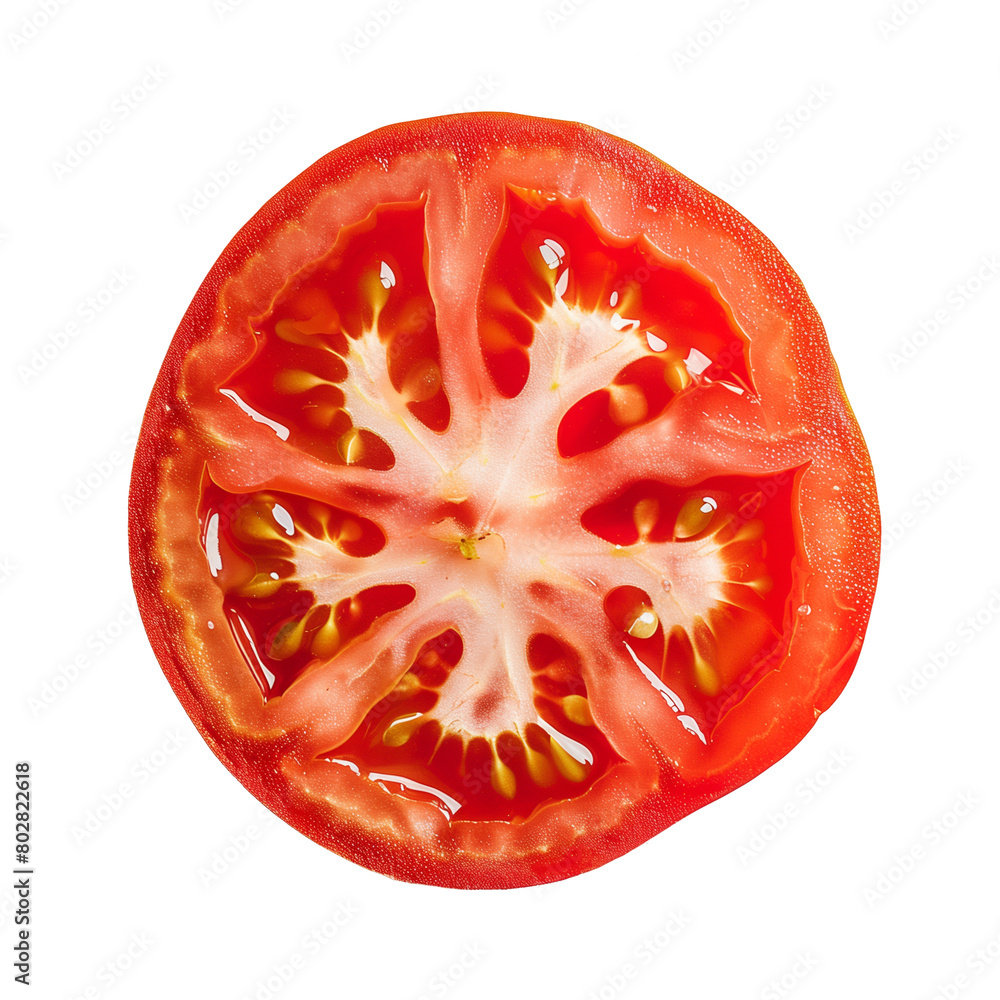 isolated slice of tomato, top view isolated slice of tomato, top view