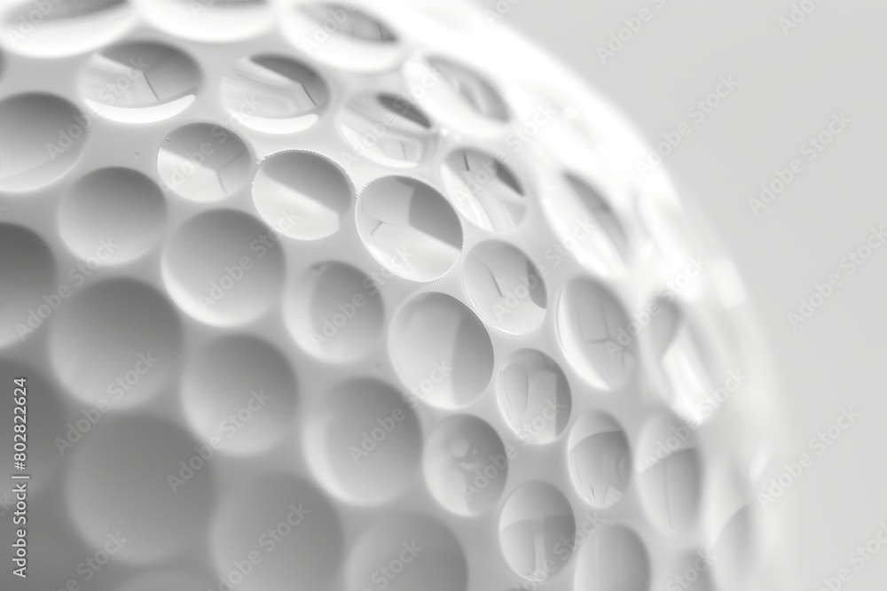 Close-up of a pristine white golf ball, emphasizing the dimpled texture, golfing and sports themes