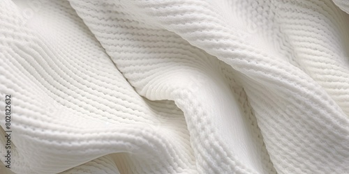 Textured Tranquility: Close-Up of Beige Knitted Woolen Fabric Emanating Comfort