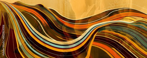Abstract intercontinental pipeline concept with flowing lines and warm tones photo
