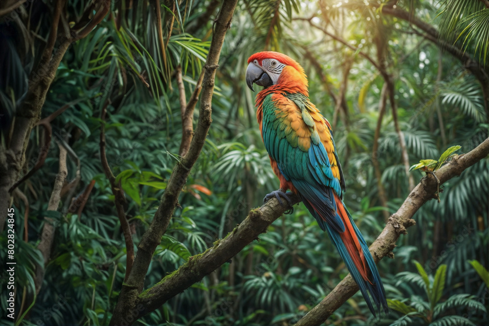 Parrocchetto da vicino- maestà tropicale nella giungla