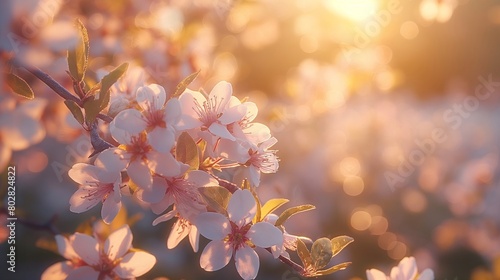 Blooming cherry flowers sakura spring background