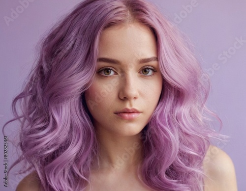 Woman with lavender hair.