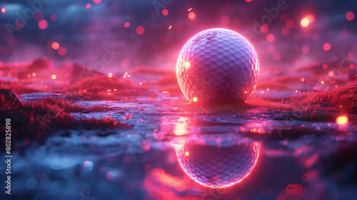 golf ball with abstract neon light photo