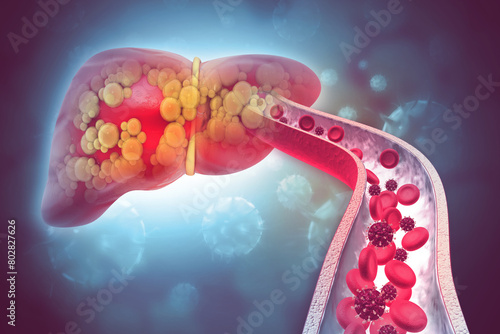 Hepatitis c virus infection. Liver disease. 3d illustration photo