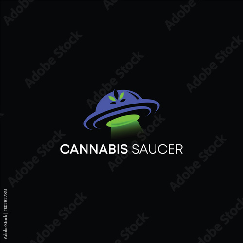 cannabis saucer logo illutration in vector style