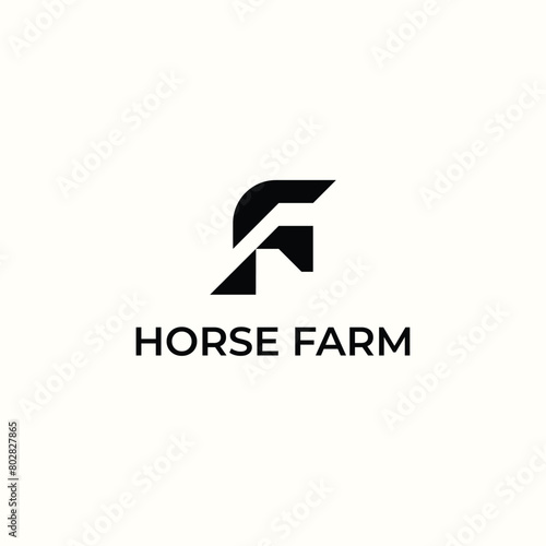 minimal abstract horse farm letter f logo