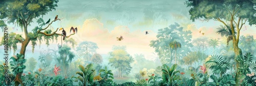 Panoramic View of Dense Tropical Forest