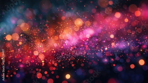 A mesmerizing abstract background of colorful bokeh lights  creating a festive and vibrant atmosphere suitable for celebrations and decorations.