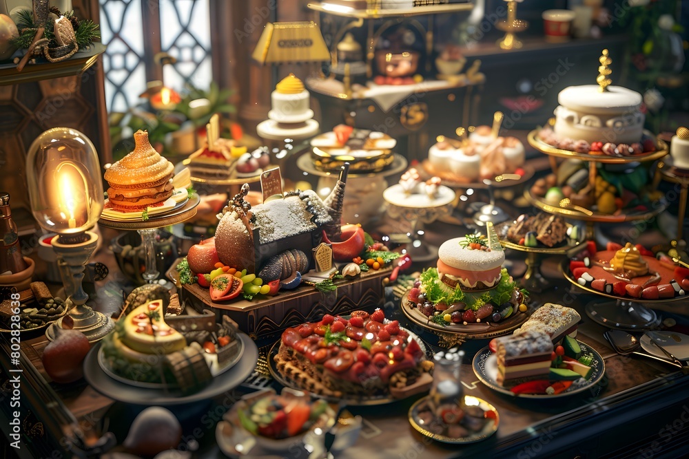 Scene Indulging in Hyper-Realistic Details of a Crafted Environment, Stimulating the Senses Scene Indulging in Hyper-Realistic Details of a Crafted Environment, Stimulating the Senses