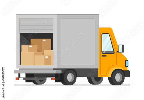delivery truck filled with package