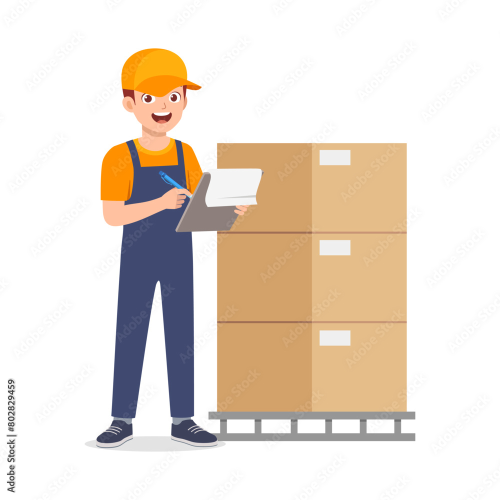 young courier man holding package and clipboard young courier man holding package and clipboard